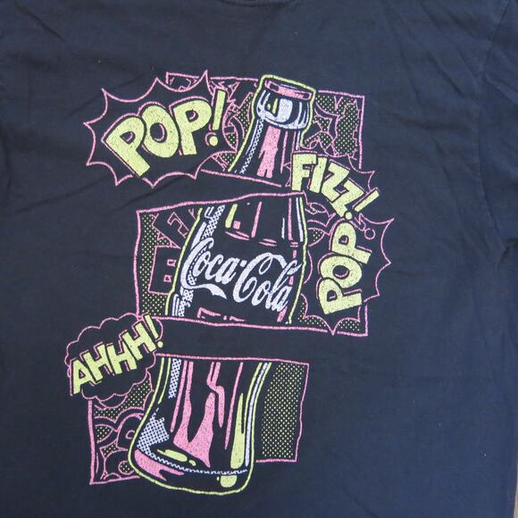 COCA COLA Pop Fizz Ahhh T Shirt Size M Retro Vintage Black Coke Bottle - Picture 2 of 9